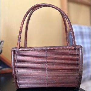 Authentic Vintage Wood and Reed Purse from 1960’s.  Rare Find
